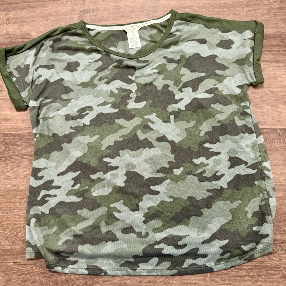 Lucky Brand Green Camouflage Blouse